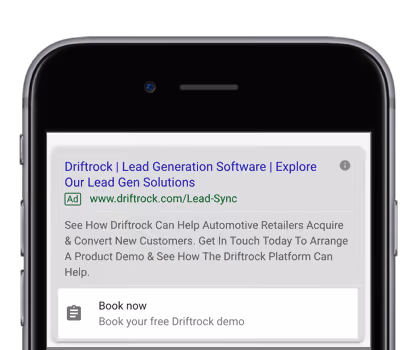 Google lead form extensions appear as call out box alongside your Google Search ads.