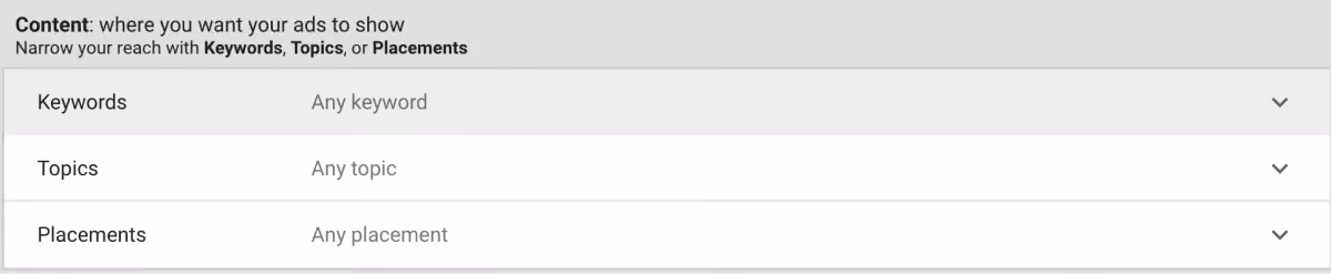 Screenshot – Keywords, Themen und Platzierungen