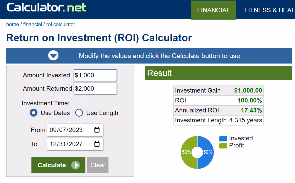 Screenshot von Calculator Net