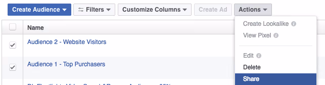 Audiences de partage Facebook