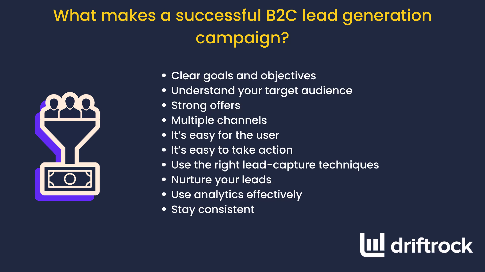 Key elements of B2C lead gen campaign