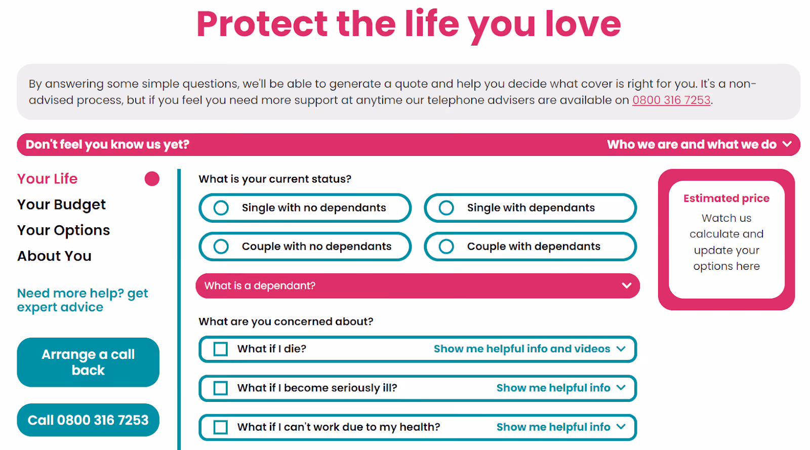 Insurance lead generation using web forms