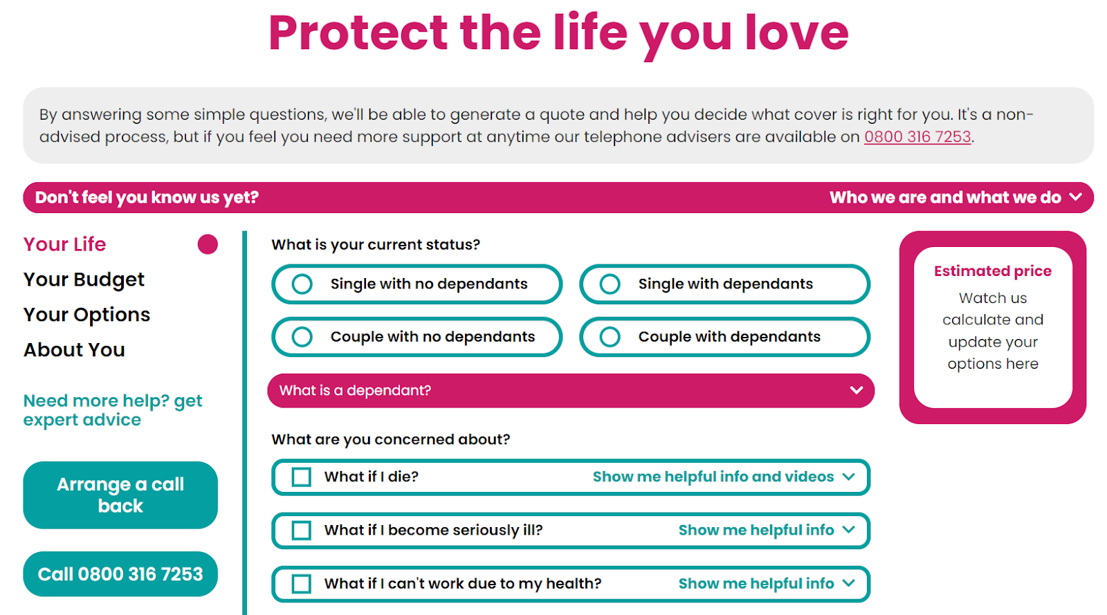 Insurance lead generation using web forms