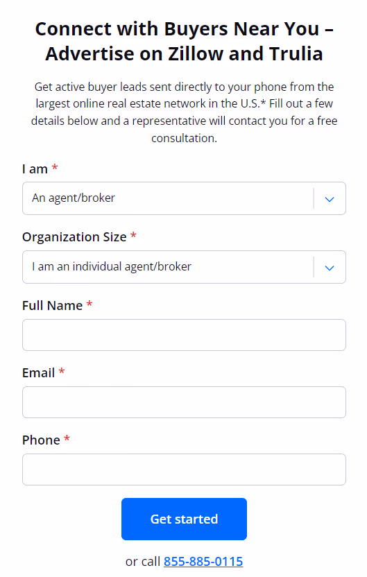 Zillow form example