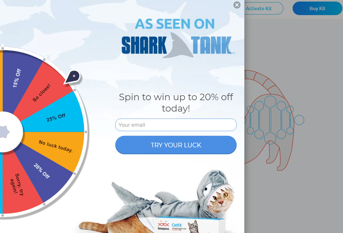 Spin the wheel offer with lead form