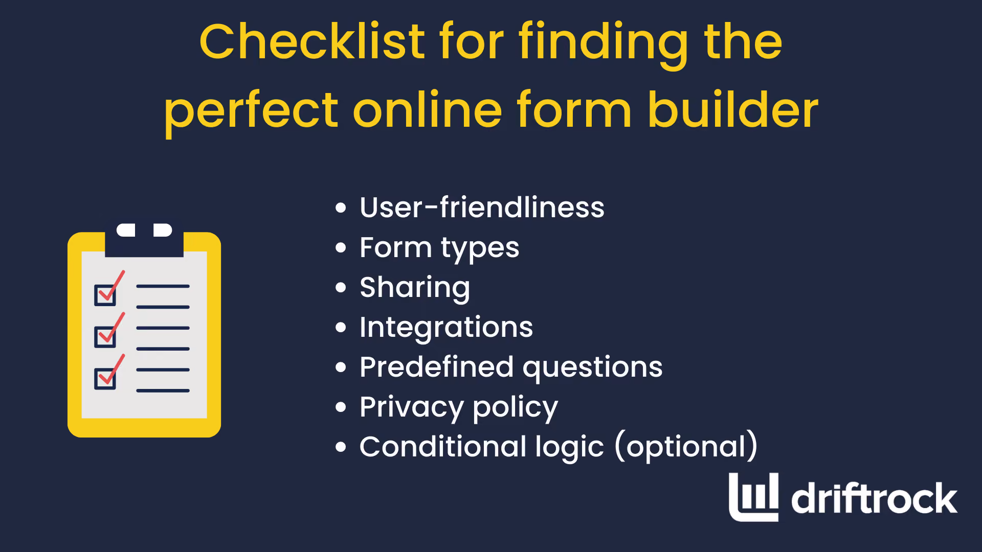 Checklist for finding the perfect online form builder