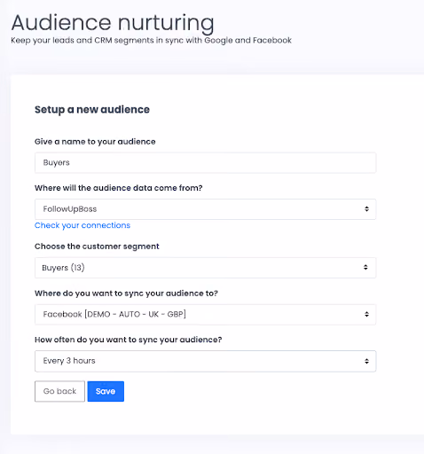 Automated Facebook Lead Ads custom audience sync