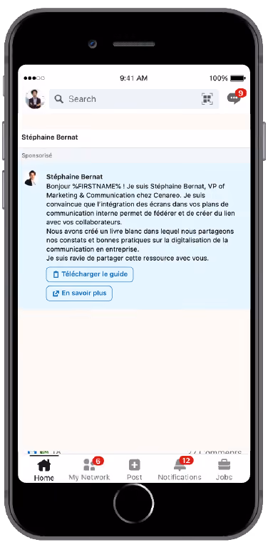 Ejemplo de especificaciones de anuncios de LinkedIn: Anuncio de conversación 2
