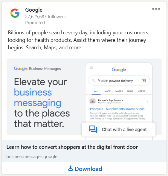 Exemple de spécifications publicitaires LinkedIn : document