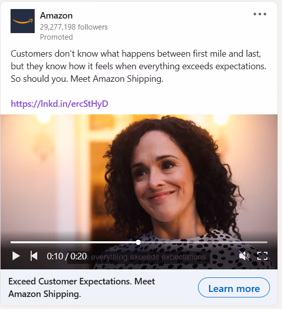 Ejemplo de especificaciones de anuncios en LinkedIn: Vídeo