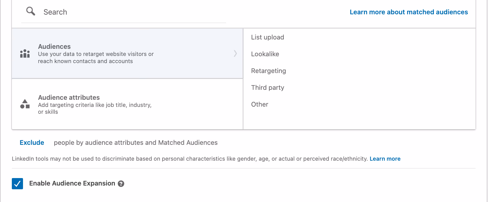 LinkedIn Audience Expansion Option