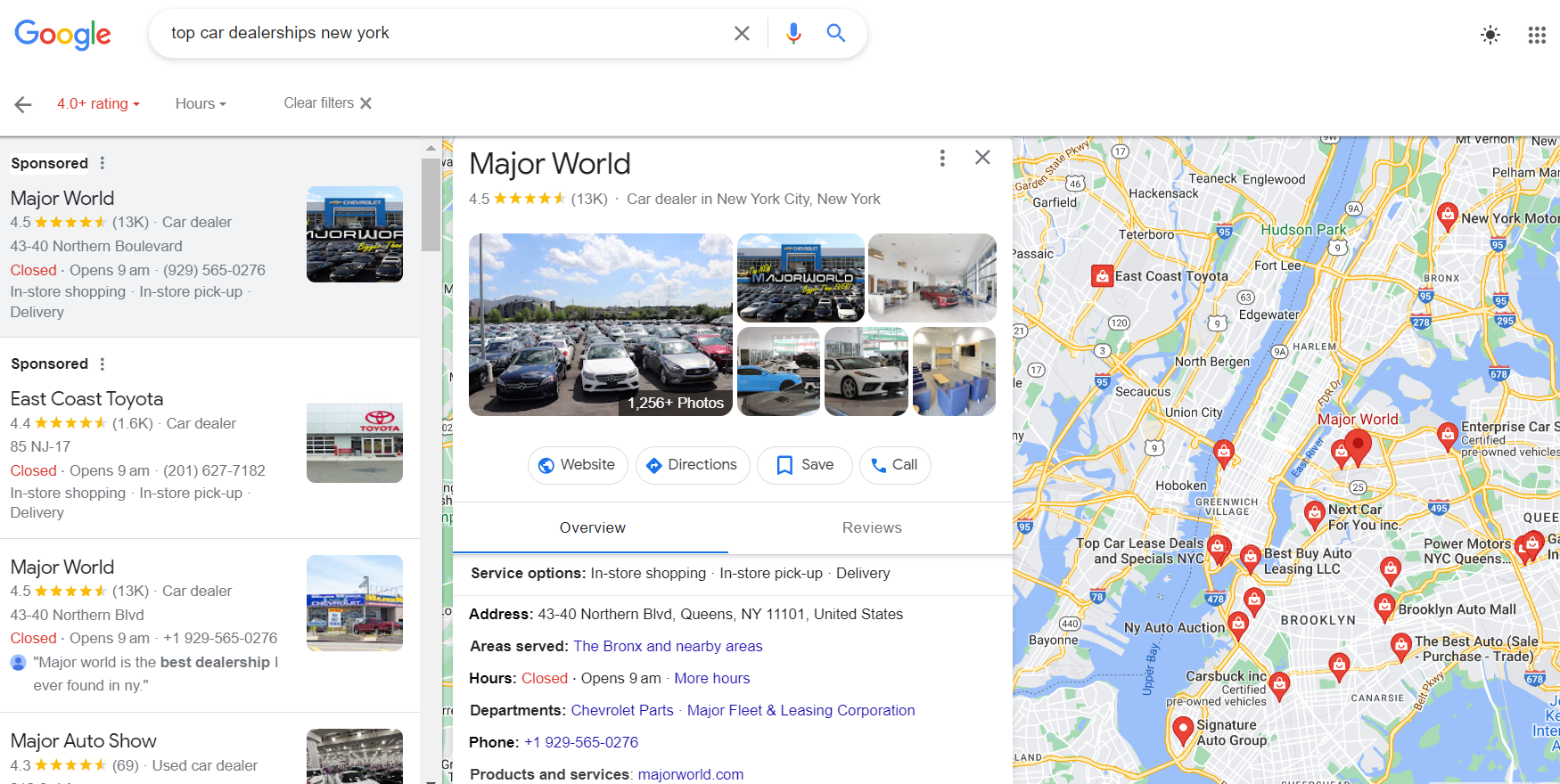 Google My Business reviews encourage customer visits