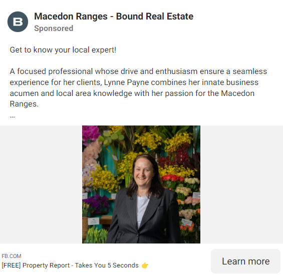 Esempio di annuncio immobiliare su Facebook - Macedon Ranges - Bound Real Estate 