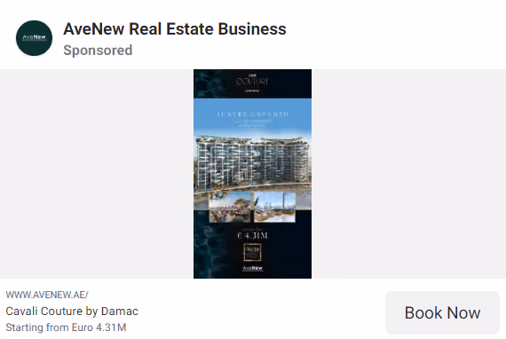 Facebook Real Estate Ad Example -  AveNew Real Estate Business