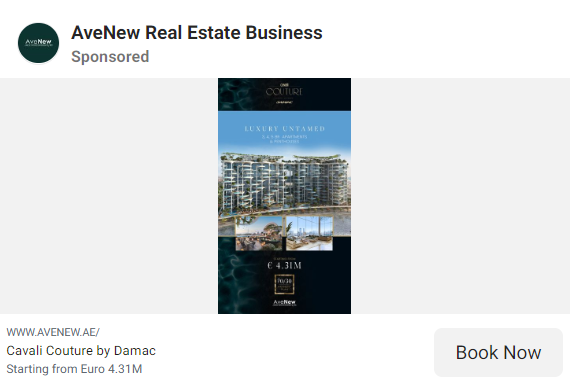 Esempio di annuncio immobiliare su Facebook - AveNew Real Estate Business