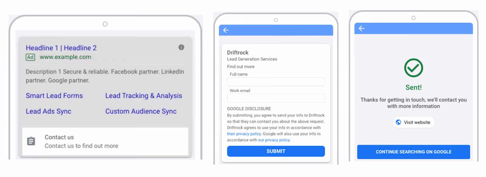Google lead gen form example