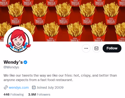 Wendy's Twitter Profile