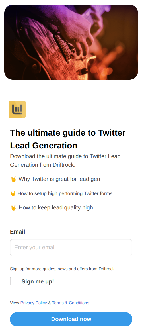 Twitter Lead Generation Form (by Driftrock)