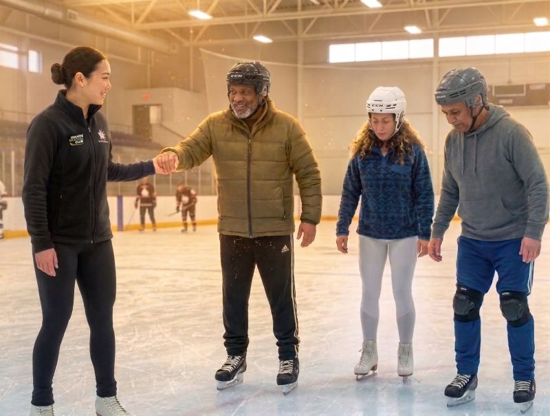 Adult skaters enjoying a lesson at Leaside Skating Club