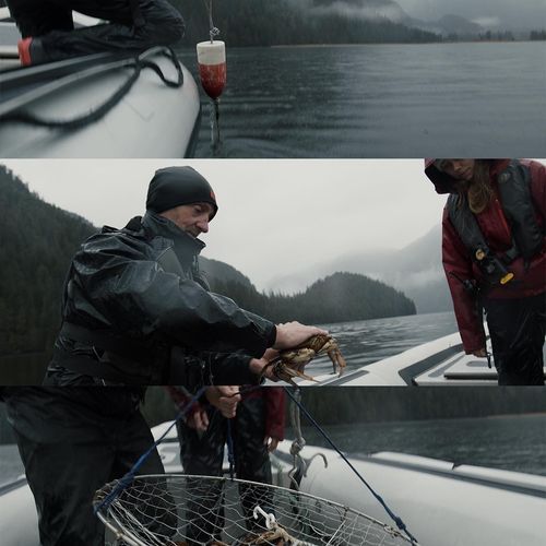 Simon Ager bringing up crab traps