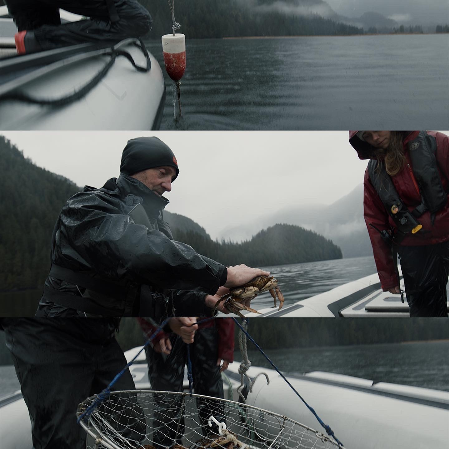 Simon Ager bringing up crab traps