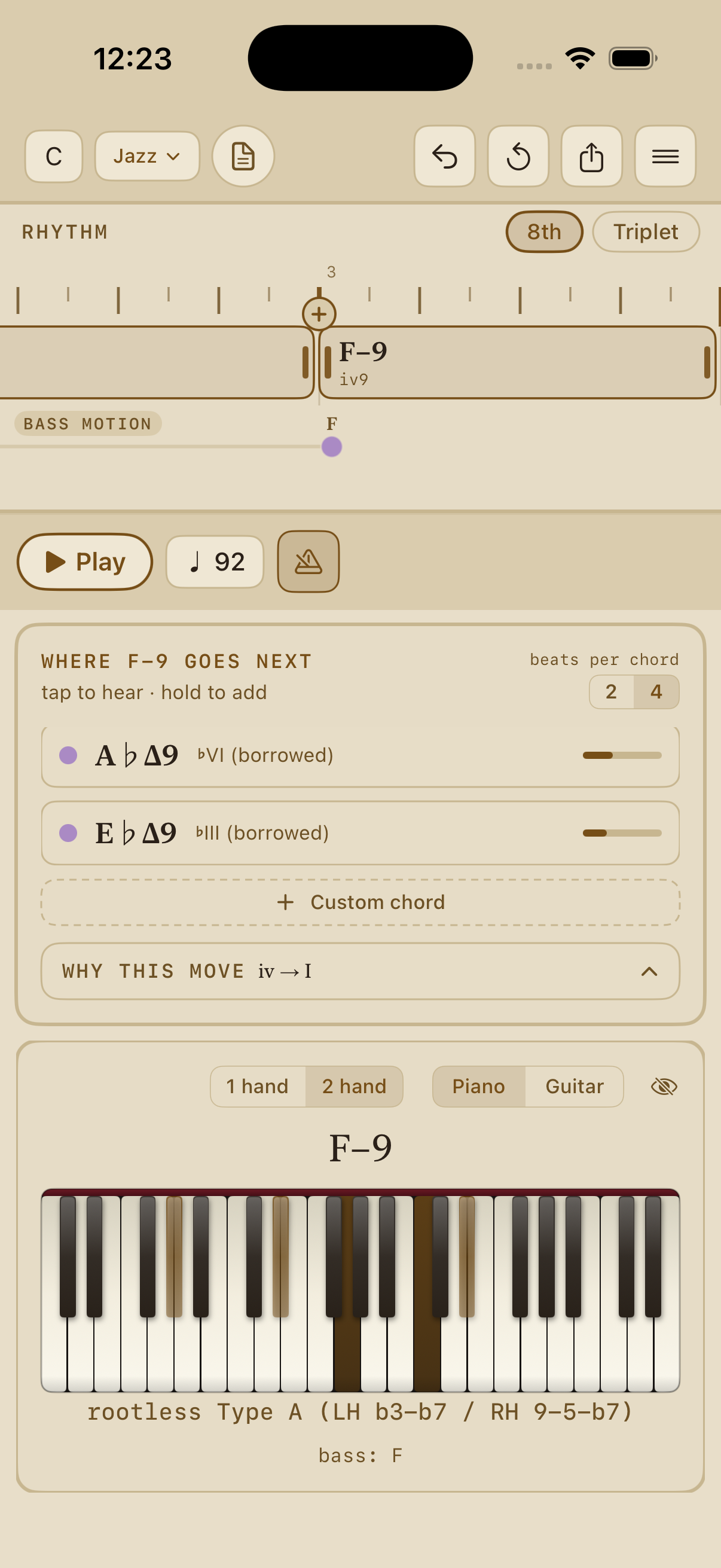 BassEducation Composer chords screen