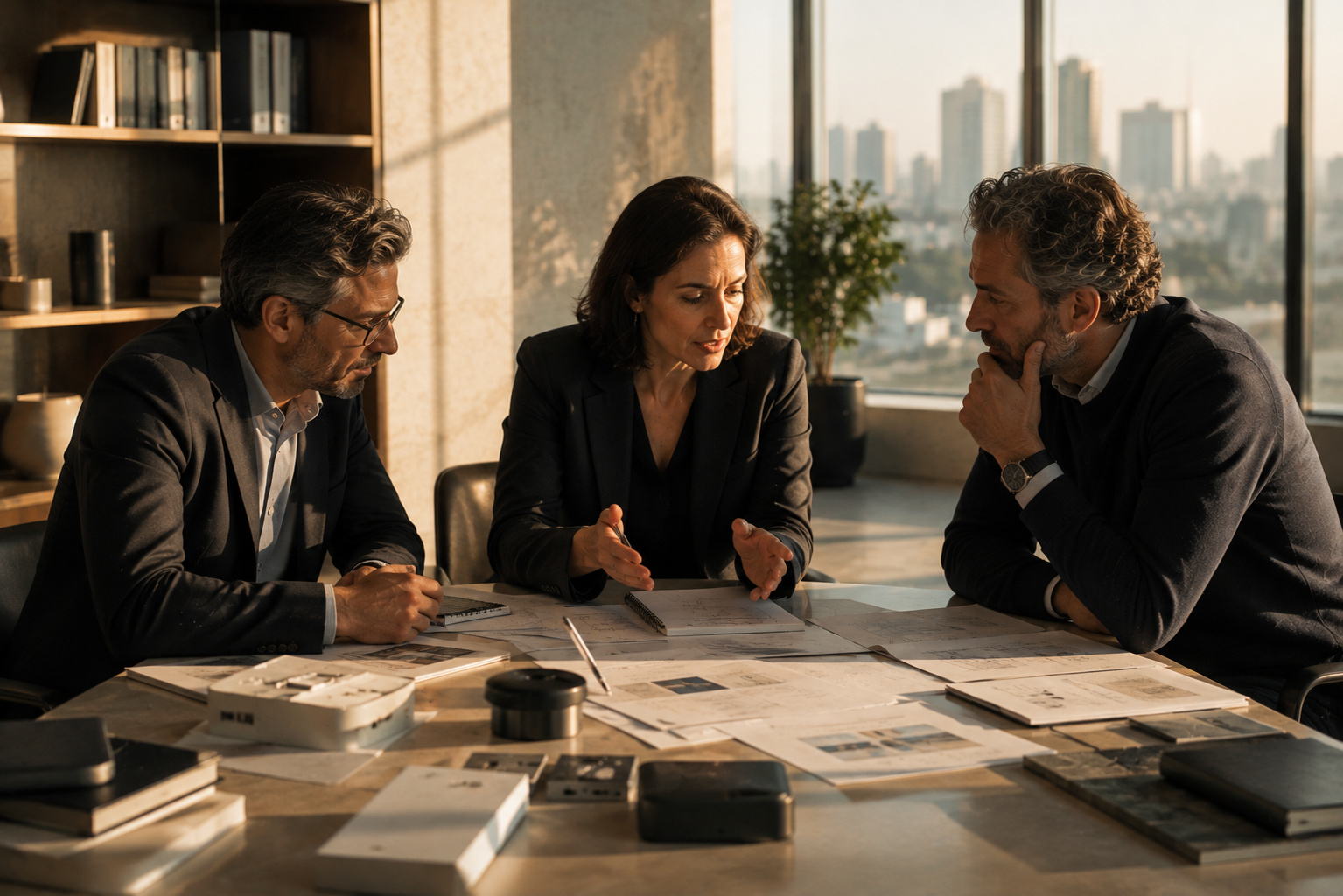 Professionals collaborating, strategizing, and working in modern office environments.