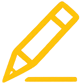 Yellow pencil drawing a horizontal line on a black background.