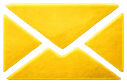 Shiny golden envelope icon representing email or messaging.