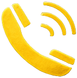 Gold phone handset icon with sound waves indicating a call or ringtone.