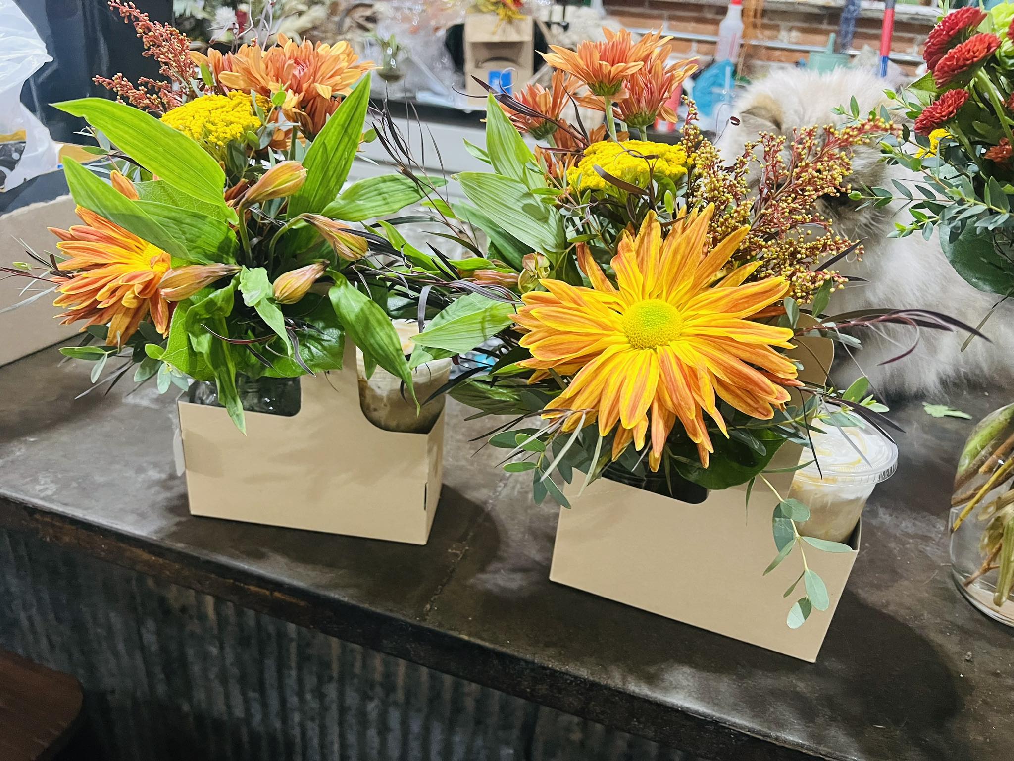 Boxed fresh flower bouquets ready for business gifting from Simply Blooming