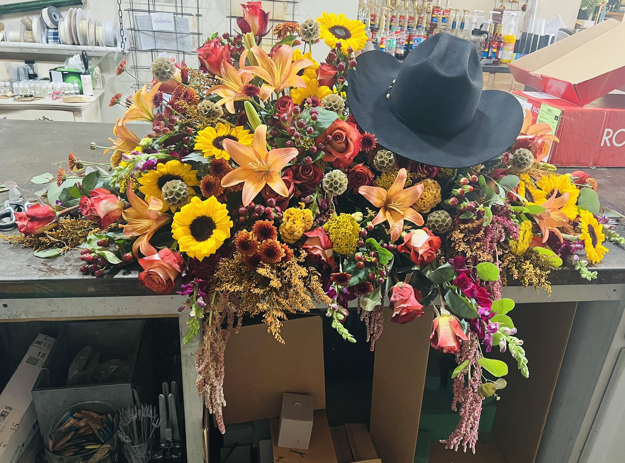 The flower bar at Simply Blooming, stocked with seasonal blooms