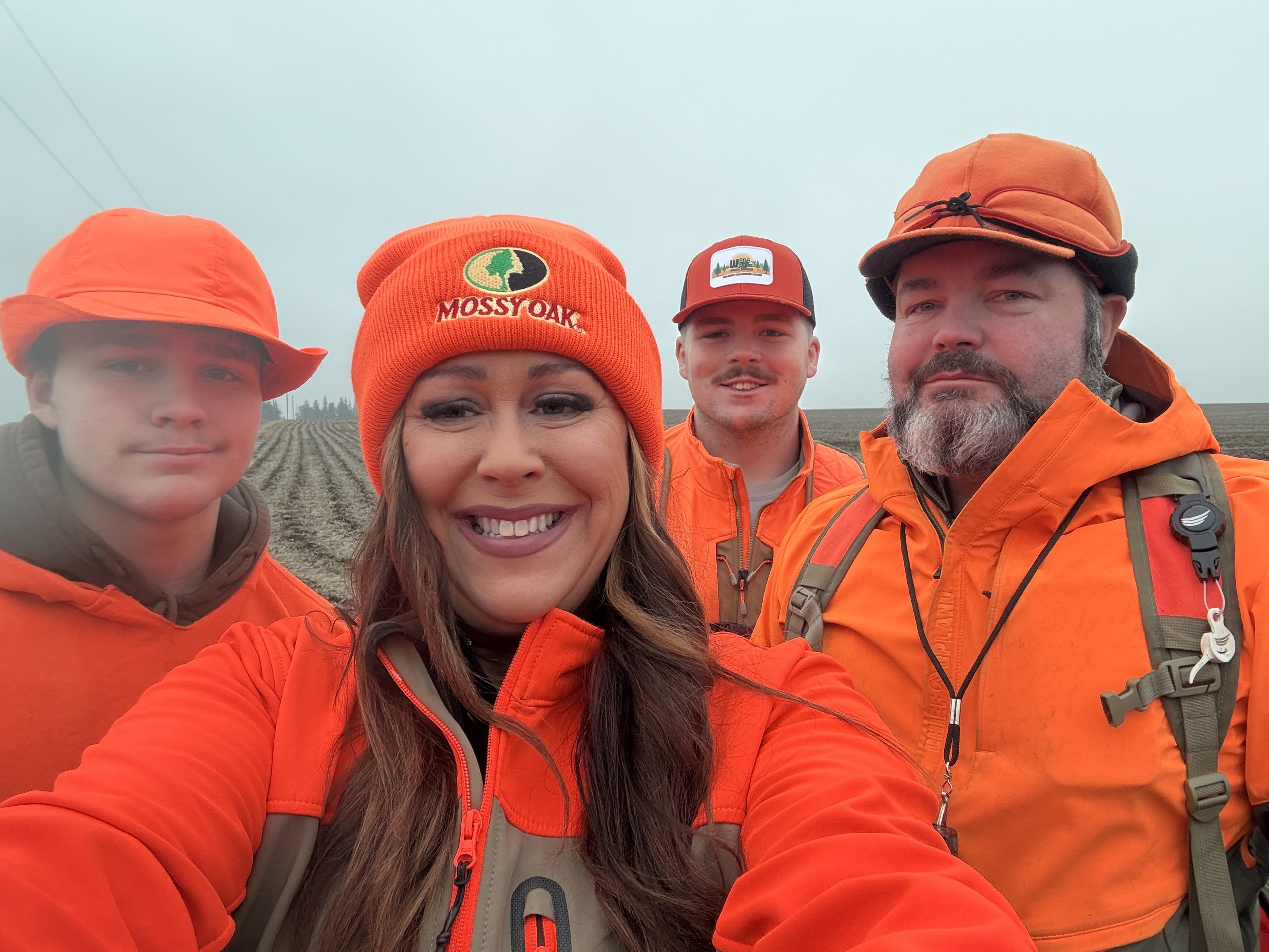 The whole family on a foggy upland morning