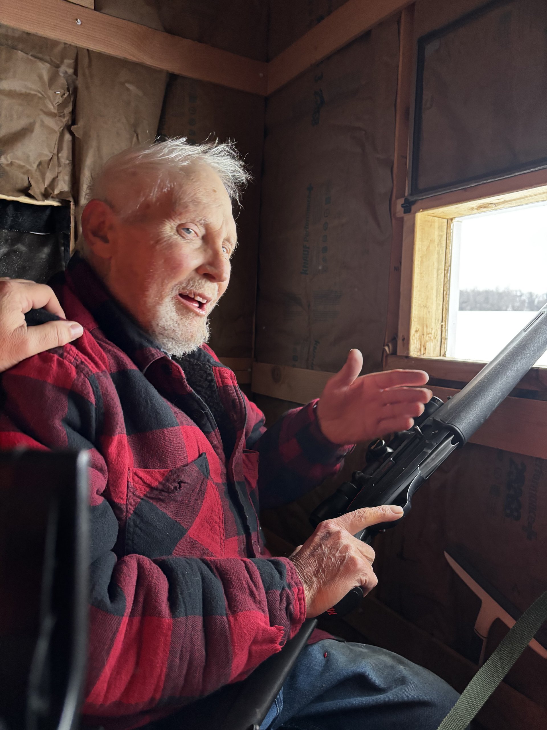 Dan Bradley in the deer blind