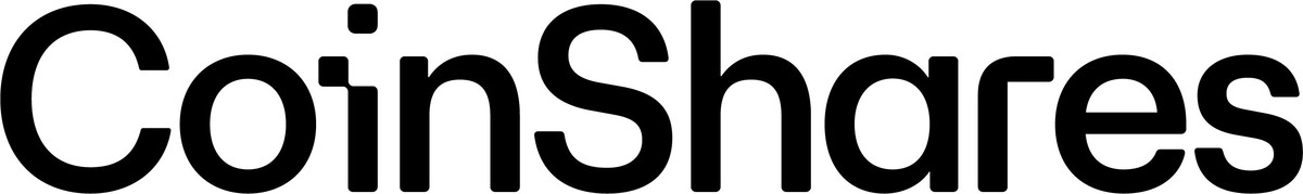 CoinShares text logo in bold black letters on a white background.