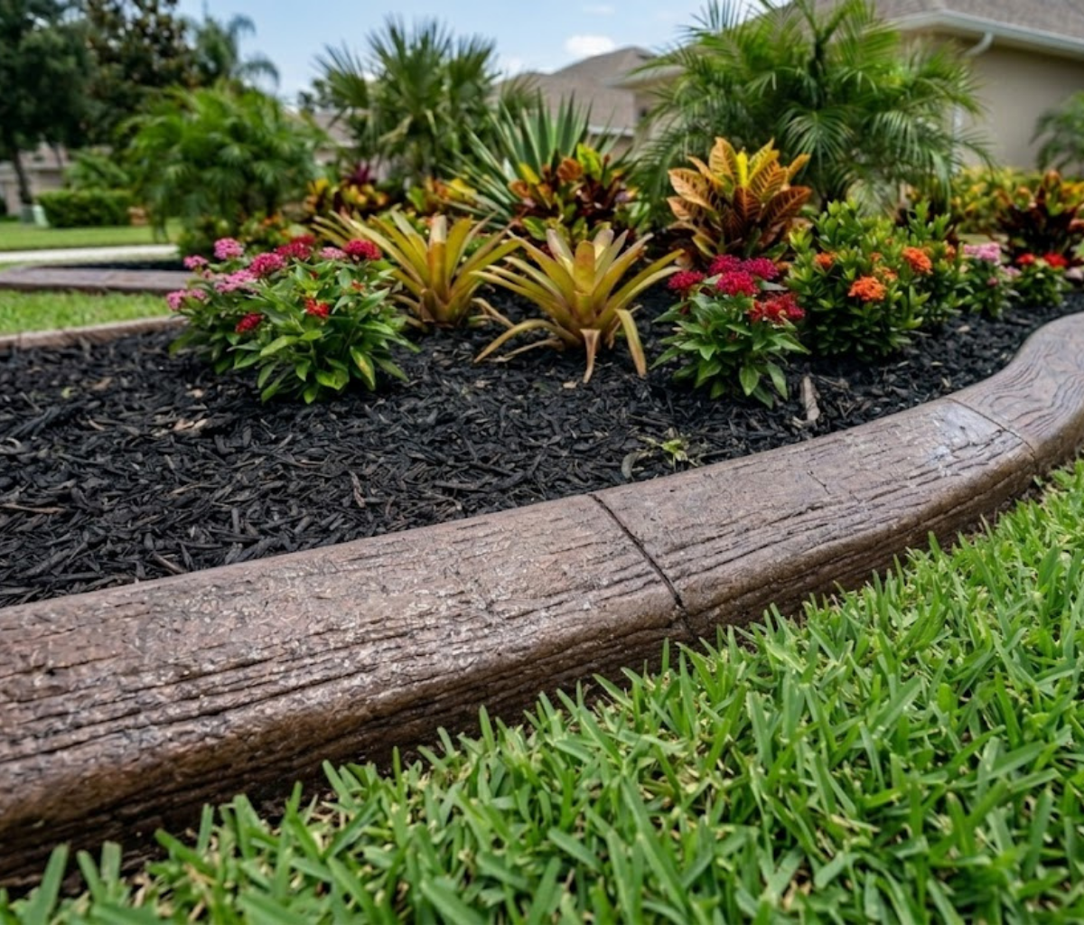 Wood Grain Stamped Landscape Curbing