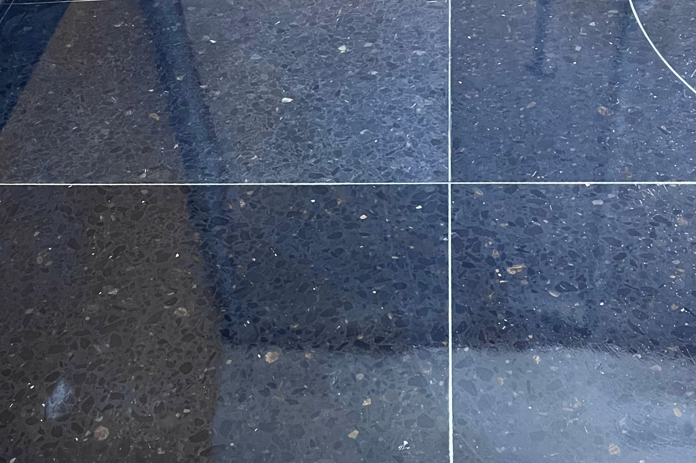 Cement terrazzo material sample with aggregate detail