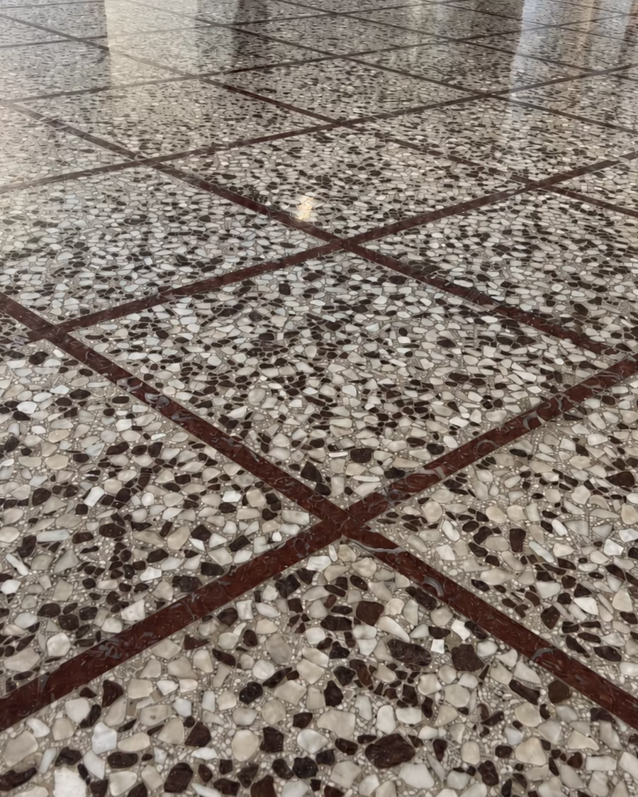 palladiana terrazzo with marble inlay