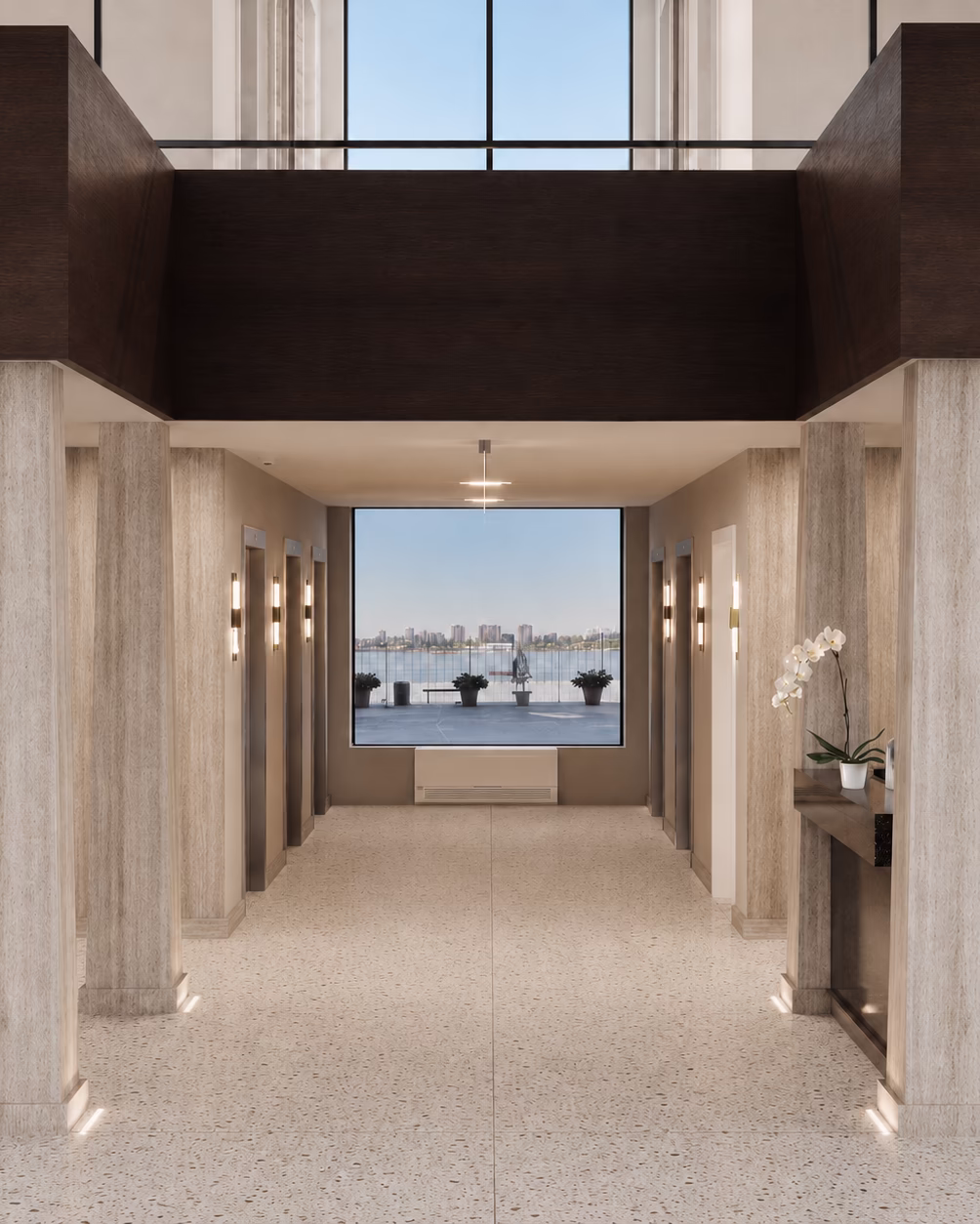 Architectural design drawing for the Shore Towers lobby renovation in Astoria, New York