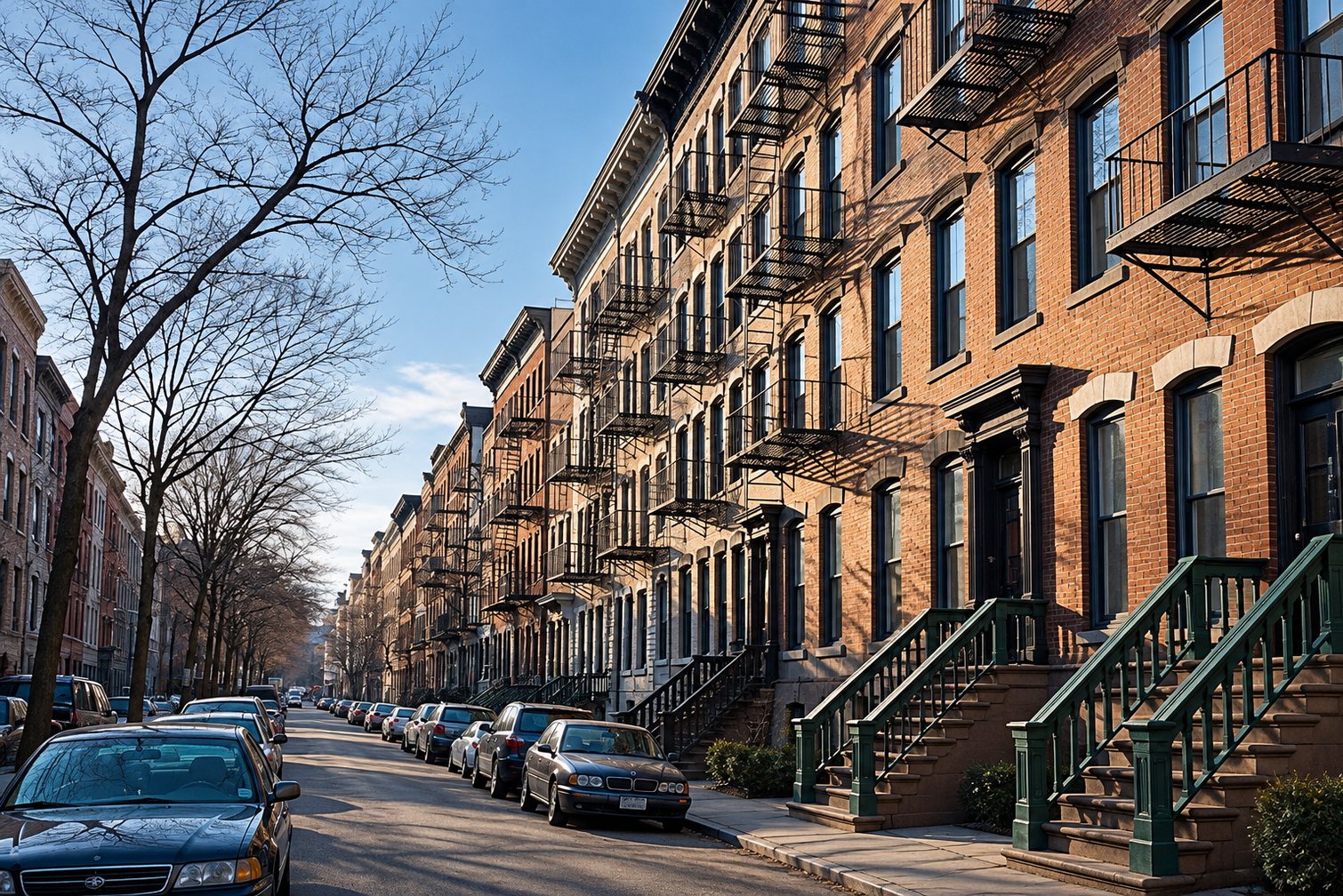 Row of prewar Manhattan walk-up buildings