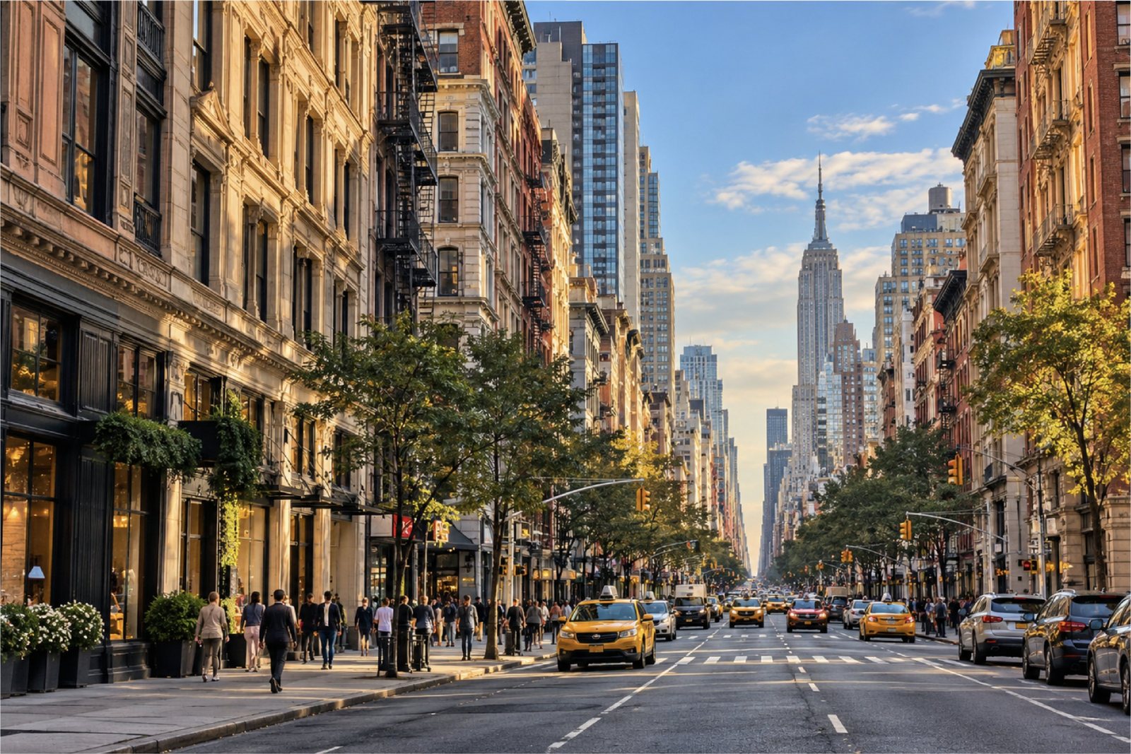Manhattan avenue with the Empire State Building