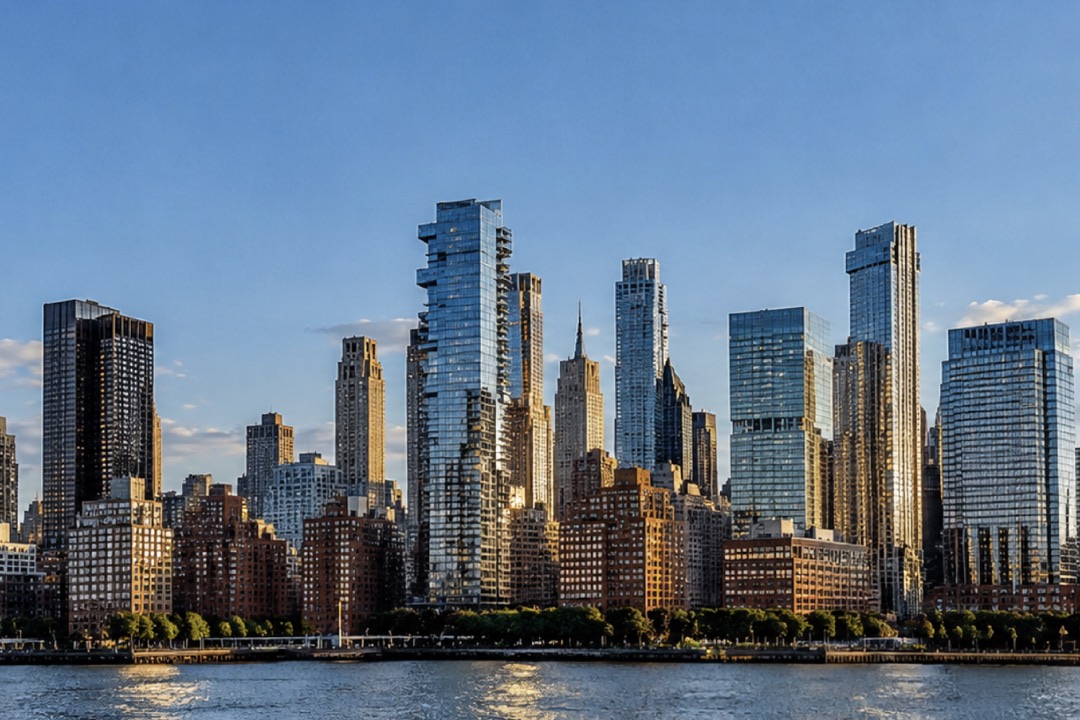 Manhattan skyline across the river