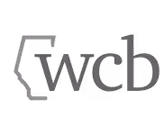 WCB logo with stylized letters and brackets.