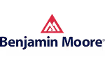 Benjamin Moore logo with red triangular emblem above bold blue text.