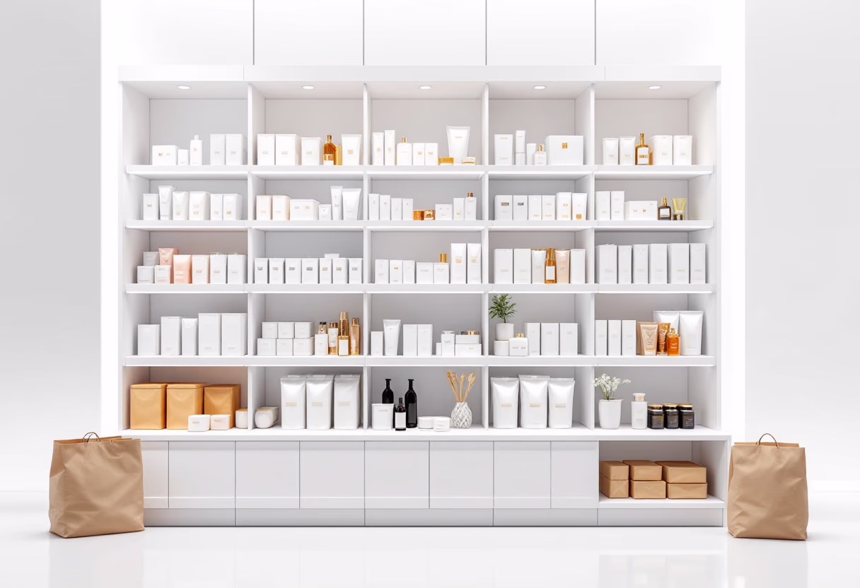image of packaged goods shelf (for a grocery store)