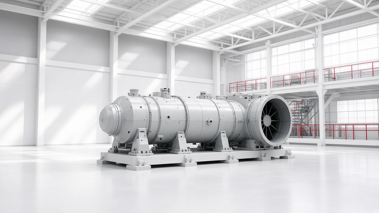 Rotating equipment on a bright plant floor