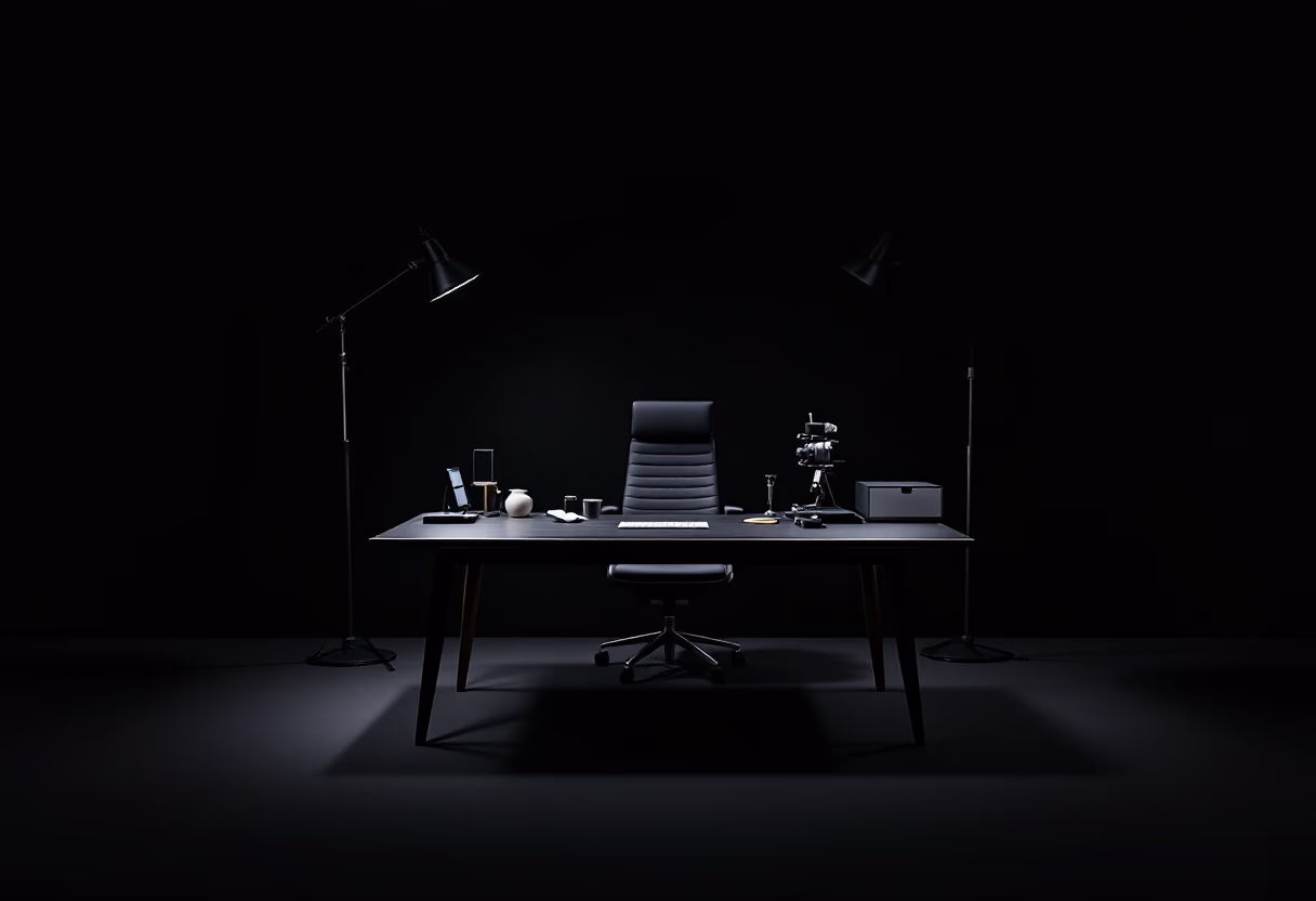 [background image] image of office workspace with desks (for a film production company)