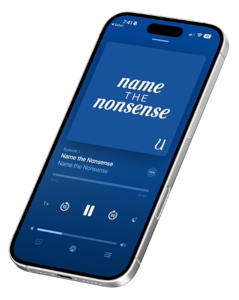Podcast Name the Nonsense on a smart phone