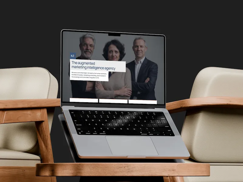 H2 Agency homepage displayed on a MacBook Pro.