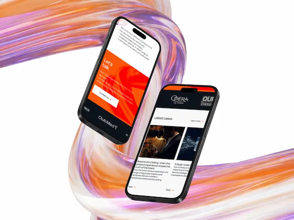 Responsive mobile showcase of the H2 Agency website displayed on smartphones.
